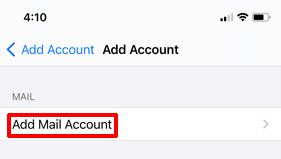 Tap Add Mail Account
