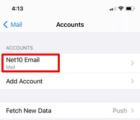 Select your Net10 Email Account