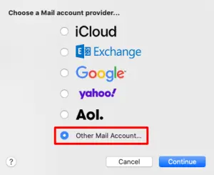 Other Mail Account screenshot