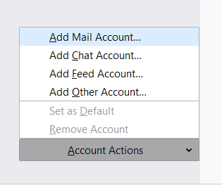 Account Actions - Add Mail Account