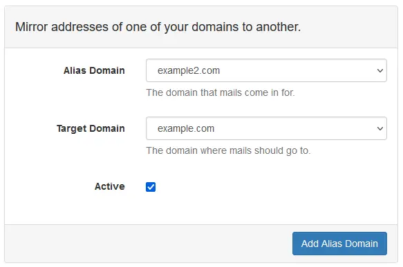 Mail Admin - Add Domain Alias