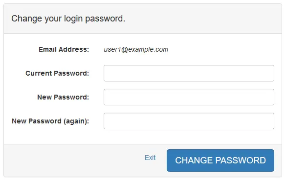 User Mail Admin - Change Password
