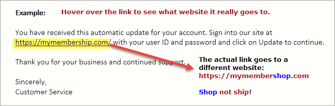 phishing email link