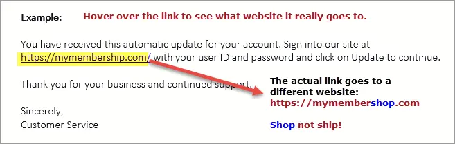 phishing email link