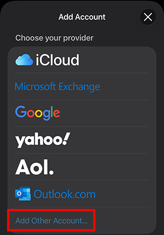 Tap Add Other Account...