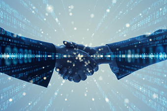 Shaking hands with hosting client. Shaking hands with hosting client.